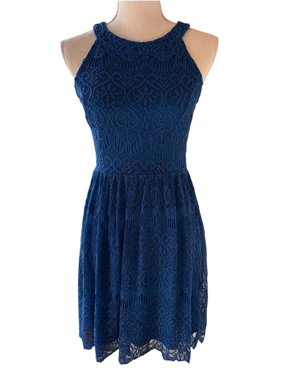 Altar’d State Halter Top Blue Lace Dress.  Size XS
